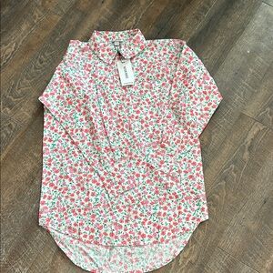NEW Neon Rose oversized‎ dad shirt in pink ditsy floral Size XSmall Cottagecore
